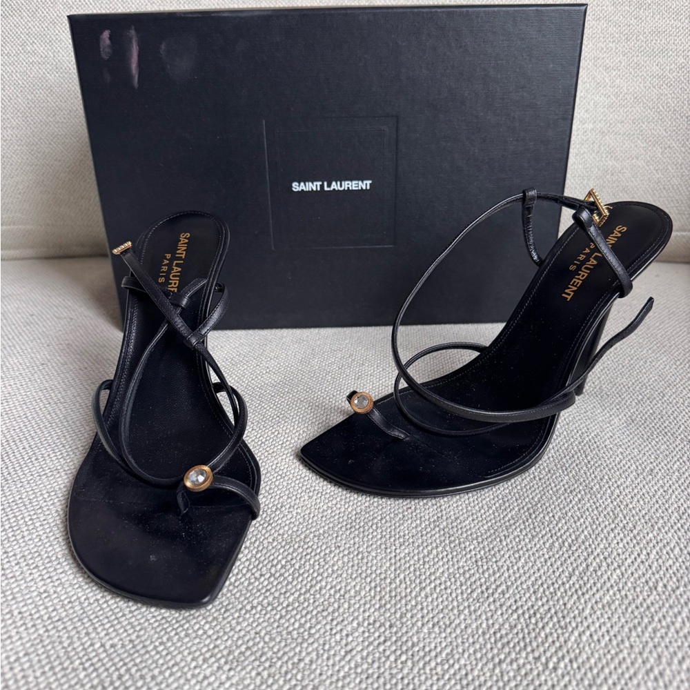 Saint Laurent Black Strappy Heels
